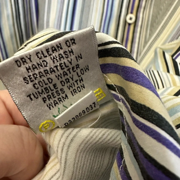 Bugatchi Uomo Multi-Colored Striped Paisley Flip Cuff Long Sleeve Button Down XL - Picture 6 of 7